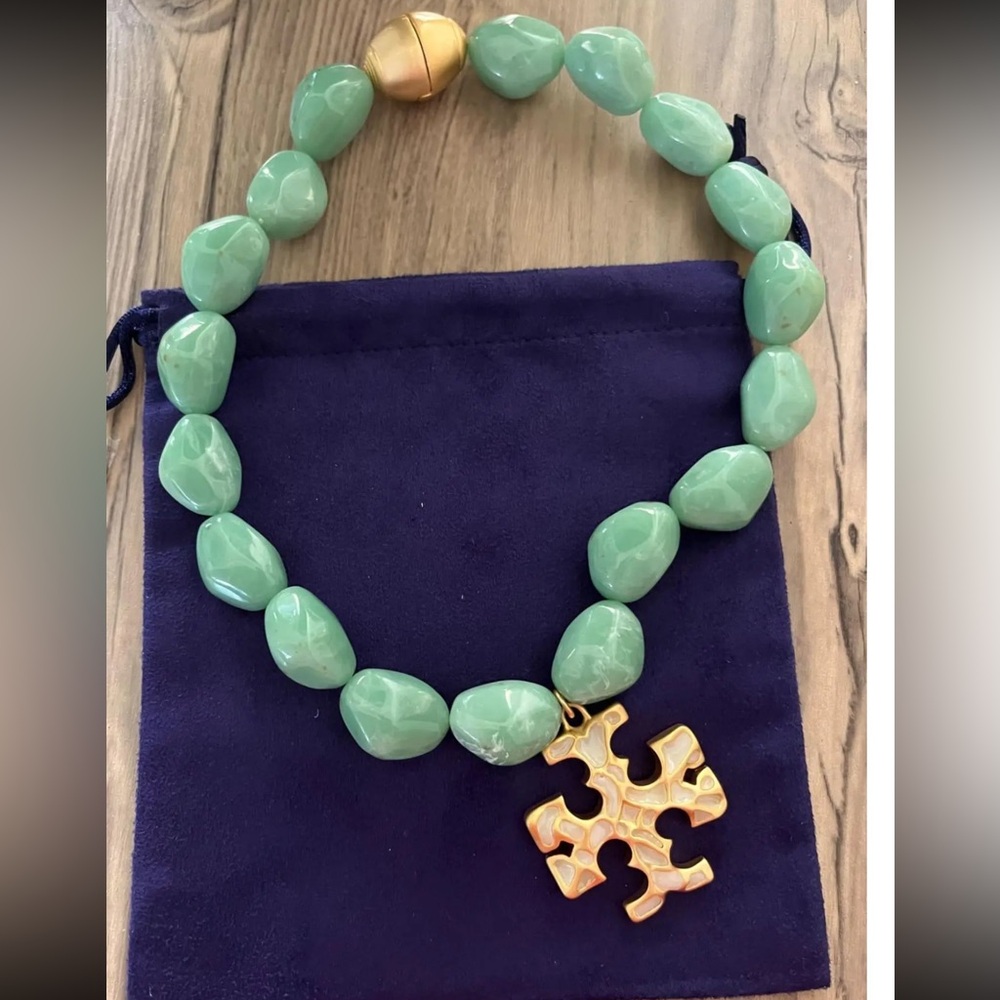 Luxury Green Bead Necklace with Gold Cross | Bold Statement Piece